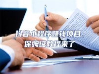 抖音小程序賺錢項目，保姆級教程來了