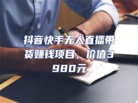 抖音快手無人直播帶貨賺錢項目，價值3980元
